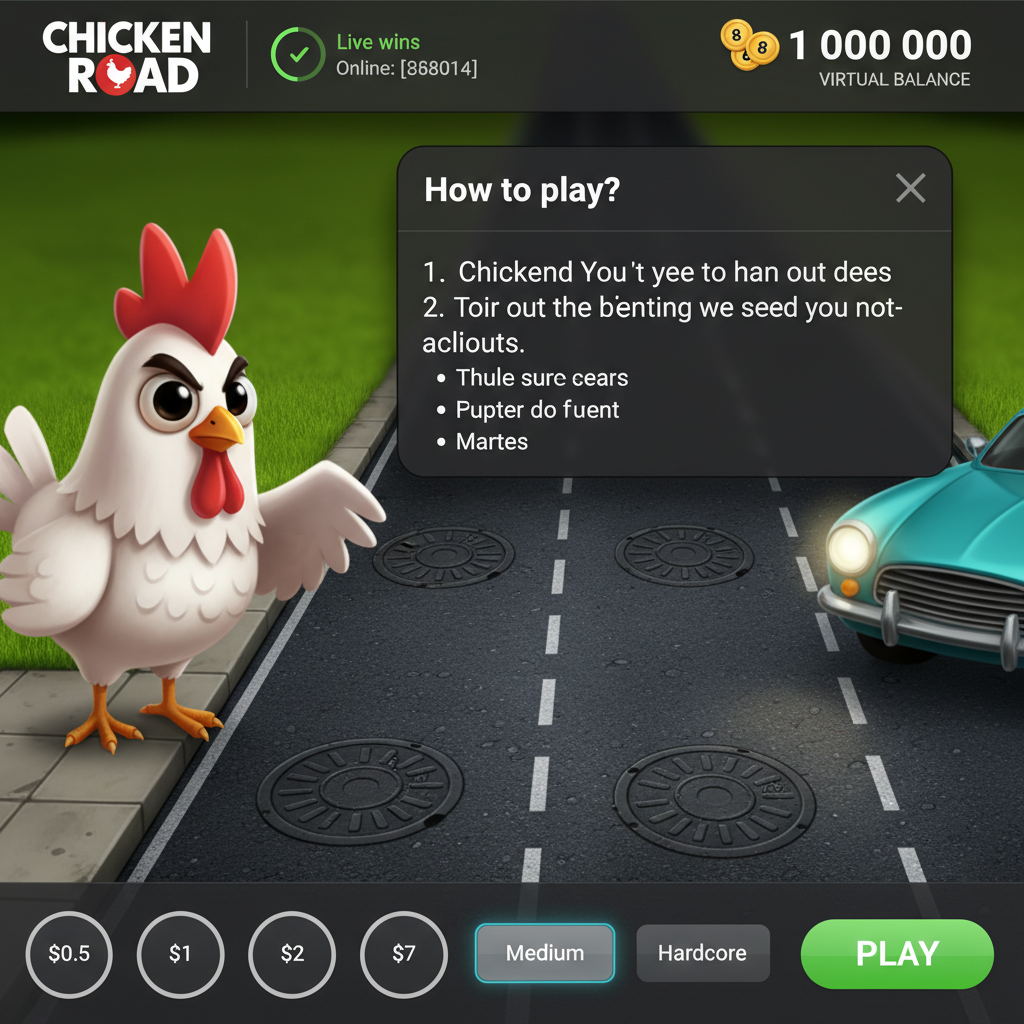 Modalità demo di Chicken Road 2 con saldo virtuale di 1.000.000 USD visualizzato nella barra superiore