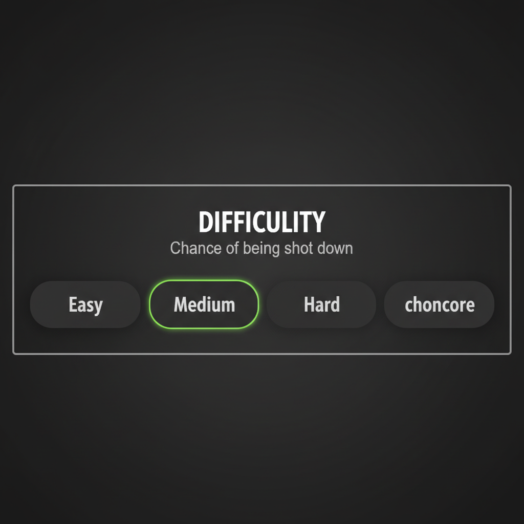 Selettore dei livelli di difficoltà di Chicken Road 2: Easy, Medium attivo, Hard e Hardcore